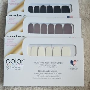 Color Street Nail Polish Strips - Black, Gray, Cream